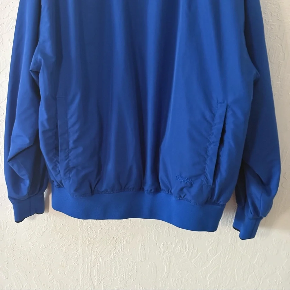 Cabela's‎ Windcrest Mens Blue Pullover Windbreaker Jacket Sz L V-Neck Lined Logo